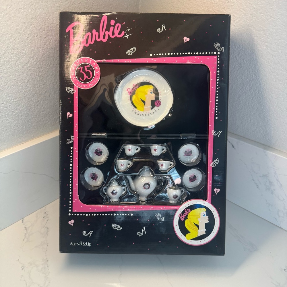 1994 Barbie Miniature Nostalgic China Tea Set 35th Anniversary Chilton Toys VTG